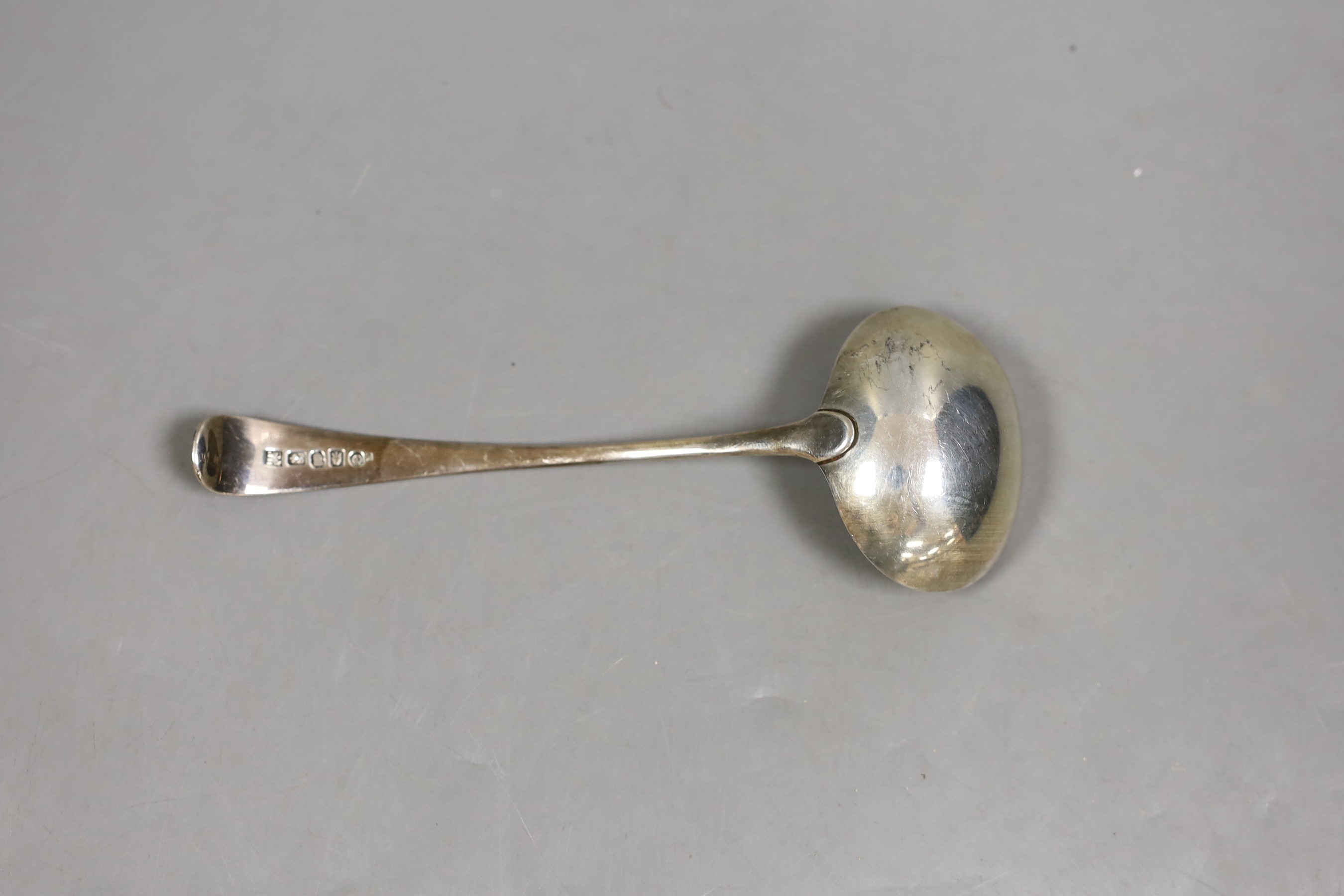 A George III provincial silver Old English pattern sauce ladle, by Hampston, Prince & Cattles, York, 1802, 16.5cm, 46 grams.